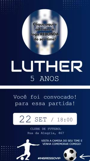 Convite de Aniversário Futebol com Logo do Time para Editar Online