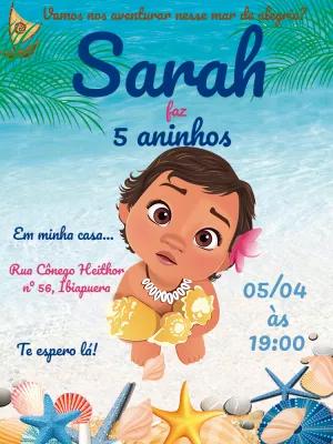 Convite de Aniversário Moana Baby para Editar Online