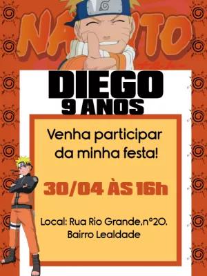 Convite de Aniversário Naruto Editável Online para Imprimir