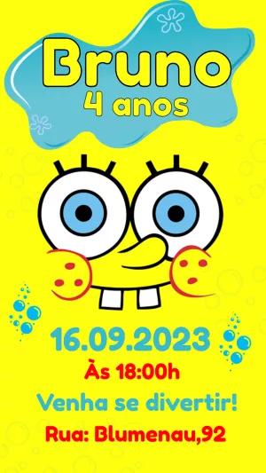 Convite de Aniversário Bob Esponja para Editar Online