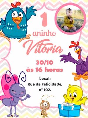 Convite Aniversário Galinha Pintadinha com Foto para Editar