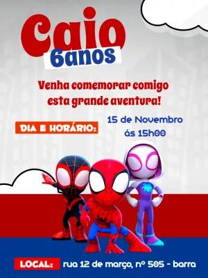 Convite Aniversário Spidey e Seus Amigos para Editar Online