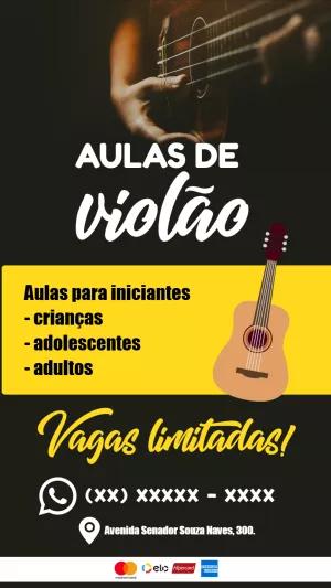 Flyer de Aulas de Violão para Editar Online e Divulgar