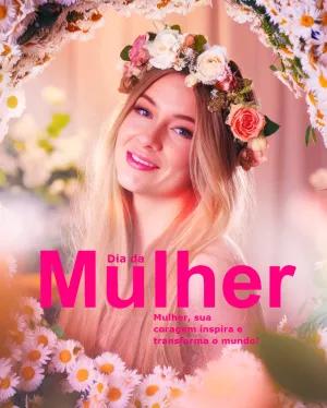 Post Dia da Mulher com Flores e Foto para Editar Online