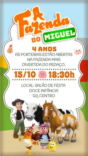 Convite de Aniversário Fazenda do Zenon Editável Online