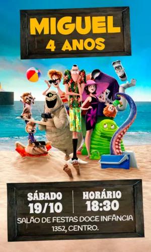 Convite Aniversário Hotel Transilvânia Férias para Editar Online