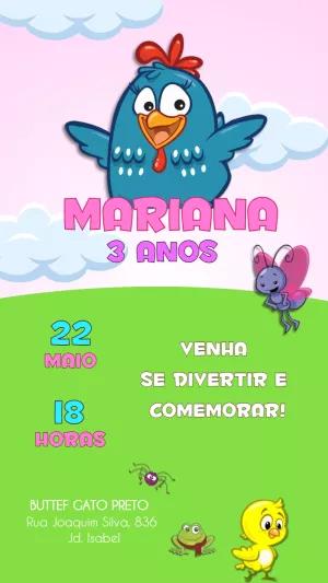 Convite de Aniversário Galinha Pintadinha para Editar Online