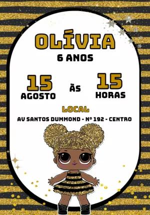 Convite Aniversário Queen Bee Lol Surprise para Editar Online