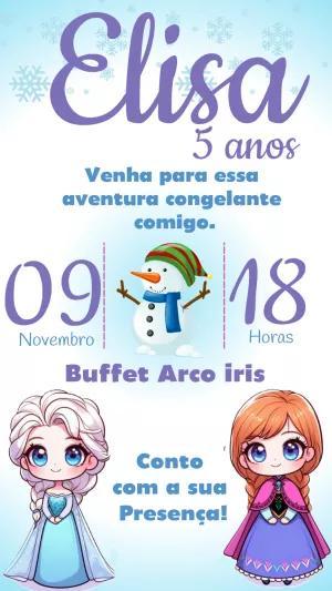 Convite de Aniversário Frozen com Personagens para Editar Online