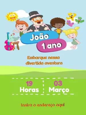 Convite Aniversário Mundo Bita com Personagens para Editar