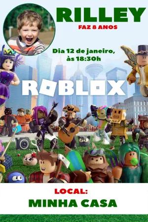 Convite de Aniversário Roblox com Foto para Editar Online