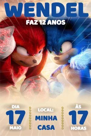 Convite de Aniversário Sonic e Knuckles para Editar Online