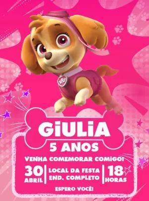 Convite de Aniversário Patrulha Canina Skye para Editar Online