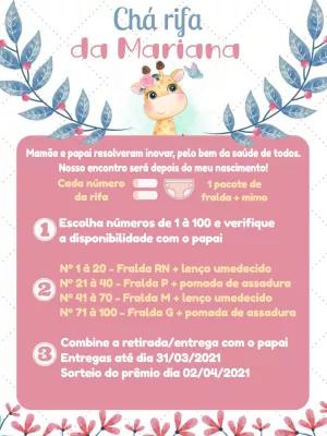 Convite Chá Rifa Girafinha de Bebê para Editar Online