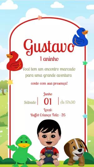Convite de Aniversário Bento e Totó para Editar Online