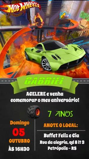 Convite de Aniversário Hot Wheels para Editar Online