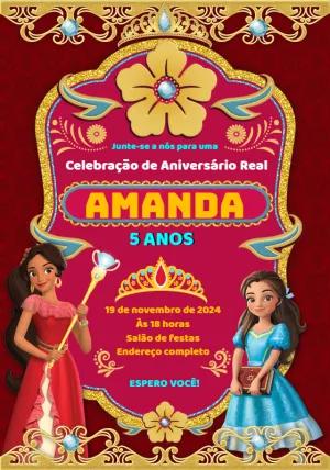 Convite de Aniversário Elena de Avalor para Editar Online