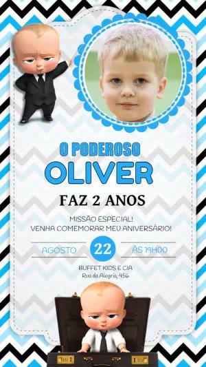 Convite Aniversário O Poderoso Chefinho com Foto para Editar