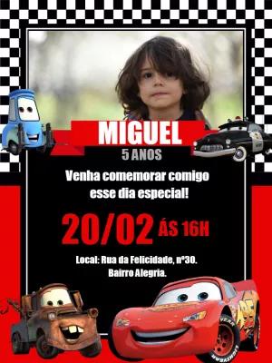 Convite Aniversário Carros com Foto para Editar Online