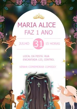 Convite Aniversário Floresta Encantada para Editar Online