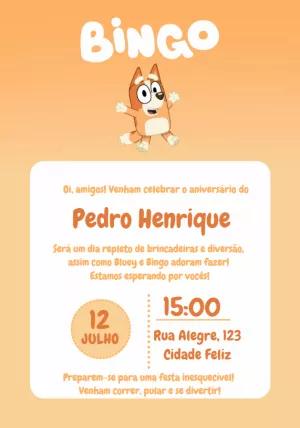 Convite de Aniversário Bingo e Bluey para Editar Online