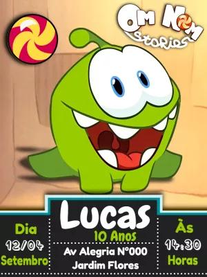 Convite de Aniversário Om Nom Cut the Rope para Editar Online