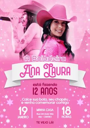 Convite Aniversário Boiadeira Ana Castela para Editar Online