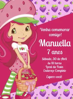 Convite Aniversário Moranguinho para Editar Online