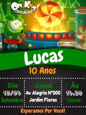 Convite de Aniversário Om Nom Cut the Rope para Editar