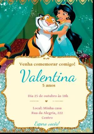 Convite de Aniversário Princesa Jasmine para Editar Online