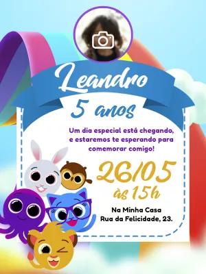 Convite de Aniversário Bolofofos com Foto para Editar Online