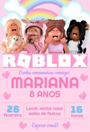 Convite Aniversário Roblox Menina para Editar Online