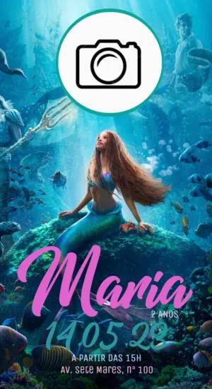 Convite Aniversário A Pequena Sereia com Foto para Editar Online