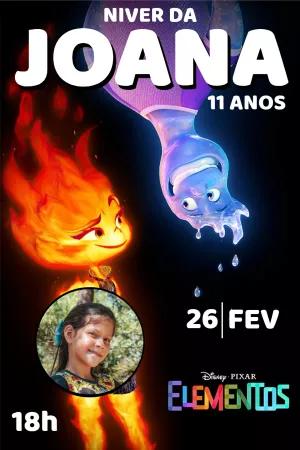 Convite Aniversário Elementos com Foto para Editar Online