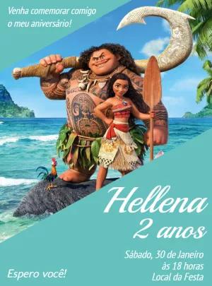 Convite de Aniversário Moana com Personagens para Editar Online