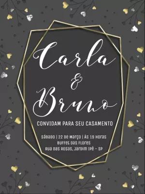 Convite de Casamento Romântico Geométrico para Editar Online