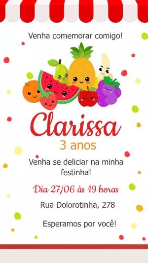 Convite de Aniversário Frutinhas para Editar Online