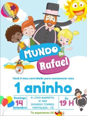 Convite Aniversário Mundo Bita com Personagens para Editar Online