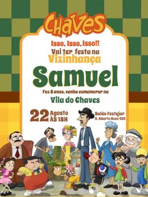 Convite de Aniversário Turma do Chaves para Editar Online