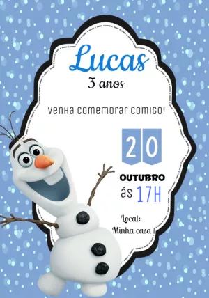 Convite Aniversário Olaf Frozen para Editar Online