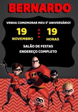 Convite Aniversário Os Incríveis para Editar Online