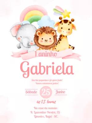 Convite Aniversário Safari Aquarela para Editar Online