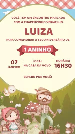 Convite de Aniversário Chapeuzinho Vermelho para Editar Online