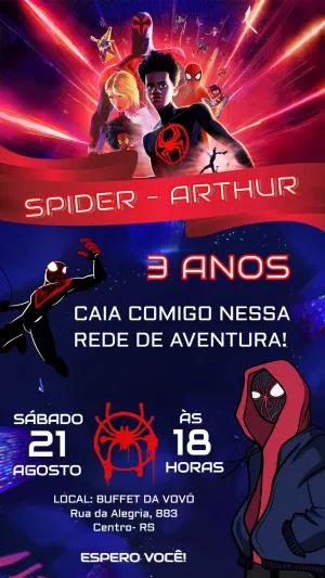 Convite Aniversário Homem-Aranha Miles Morales para Editar