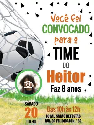 Convite Aniversário Futebol com Foto para Editar Online