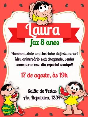 Convite de Aniversário Magali Melancia para Editar Online