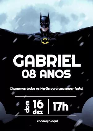 Convite de Aniversário Batman para Editar Online