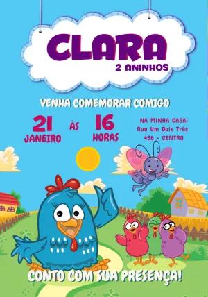 Convite de Aniversário Galinha Pintadinha para Editar Online