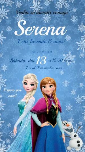 Convite Aniversário Frozen com Personagens para Editar Online