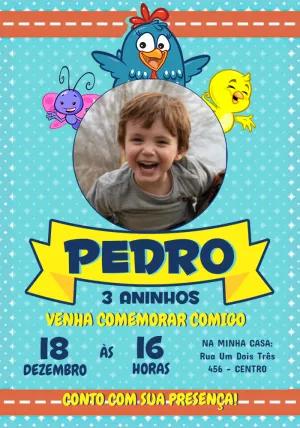 Convite Aniversário Galinha Pintadinha com Foto para Editar Online